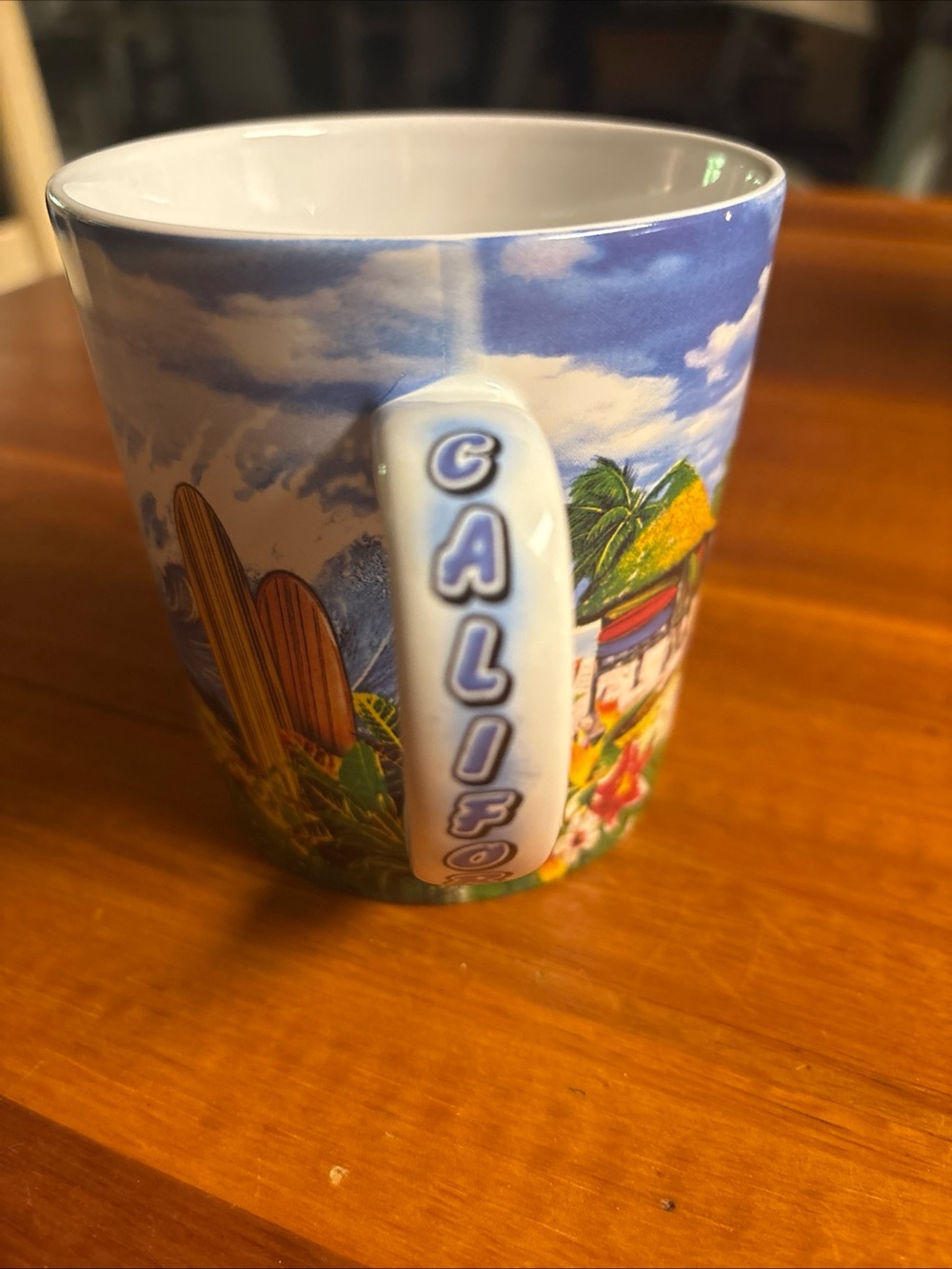 California Scene Beach Woody Station wagon Surf Van Ceramic Mug - Picture 3 of 6